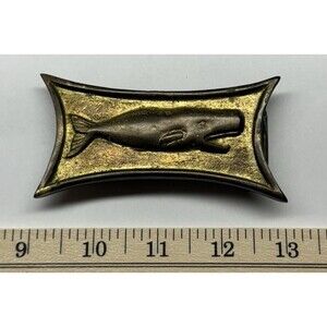 Penco Brass Sperm Whale Belt Buckle Vintage Nautical Animal 2.25x4 USA